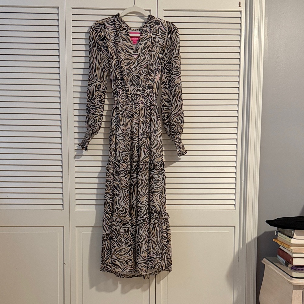 Lilly Pulitzer Black and White Zebra Long Sleeve Dress